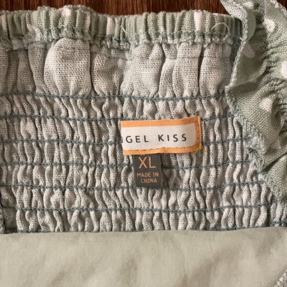 RUFFLED STRAP TANK SUNDRESS. Smocked back ruffle accent size XL mint Linen blend - Picture 10 of 13